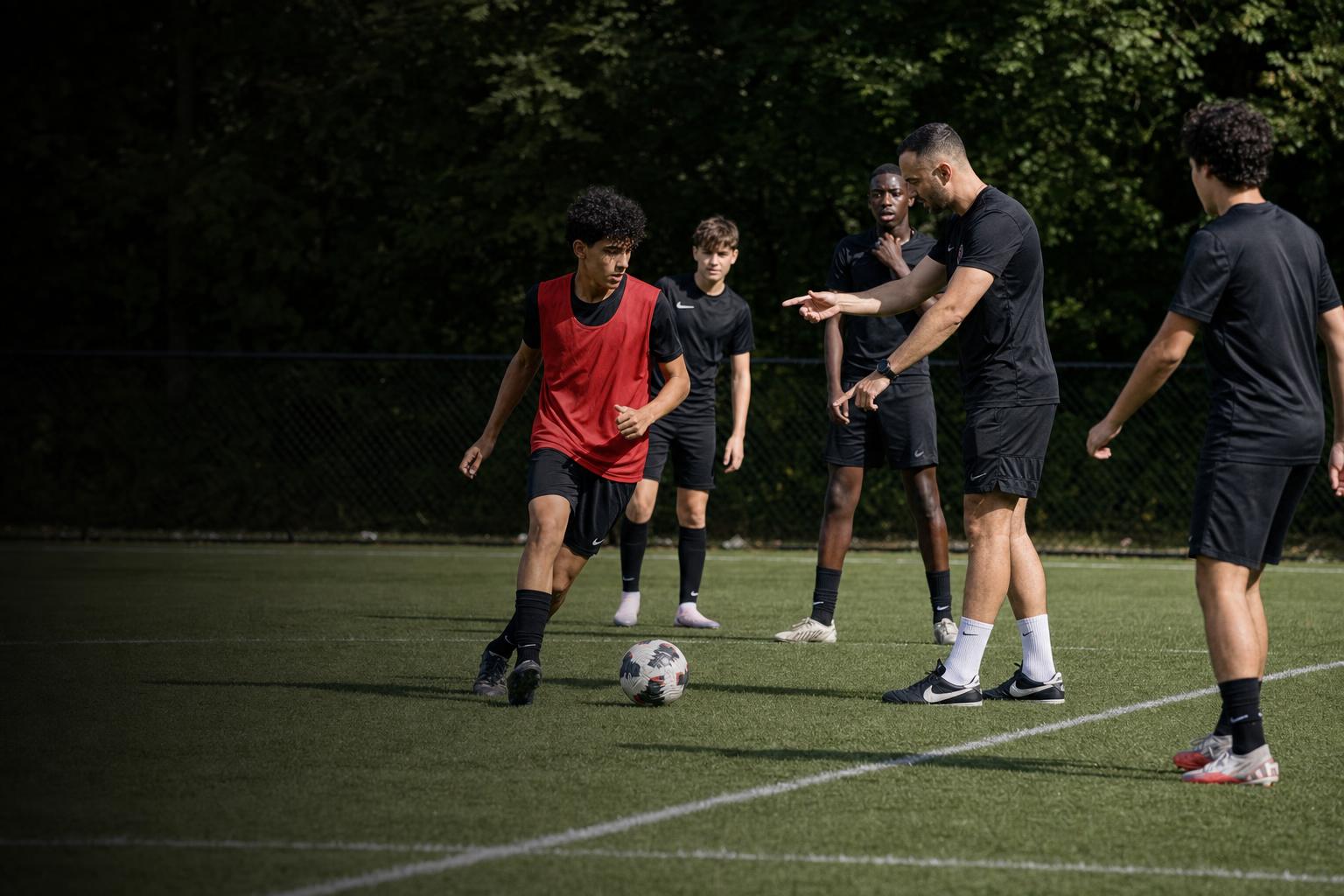 Joueurs adolescents qui s'entrainent au soccer a Montreal avec Footie Elite Joueurs adolescents qui s'entrainent au soccer a Montreal avec Footie Elite